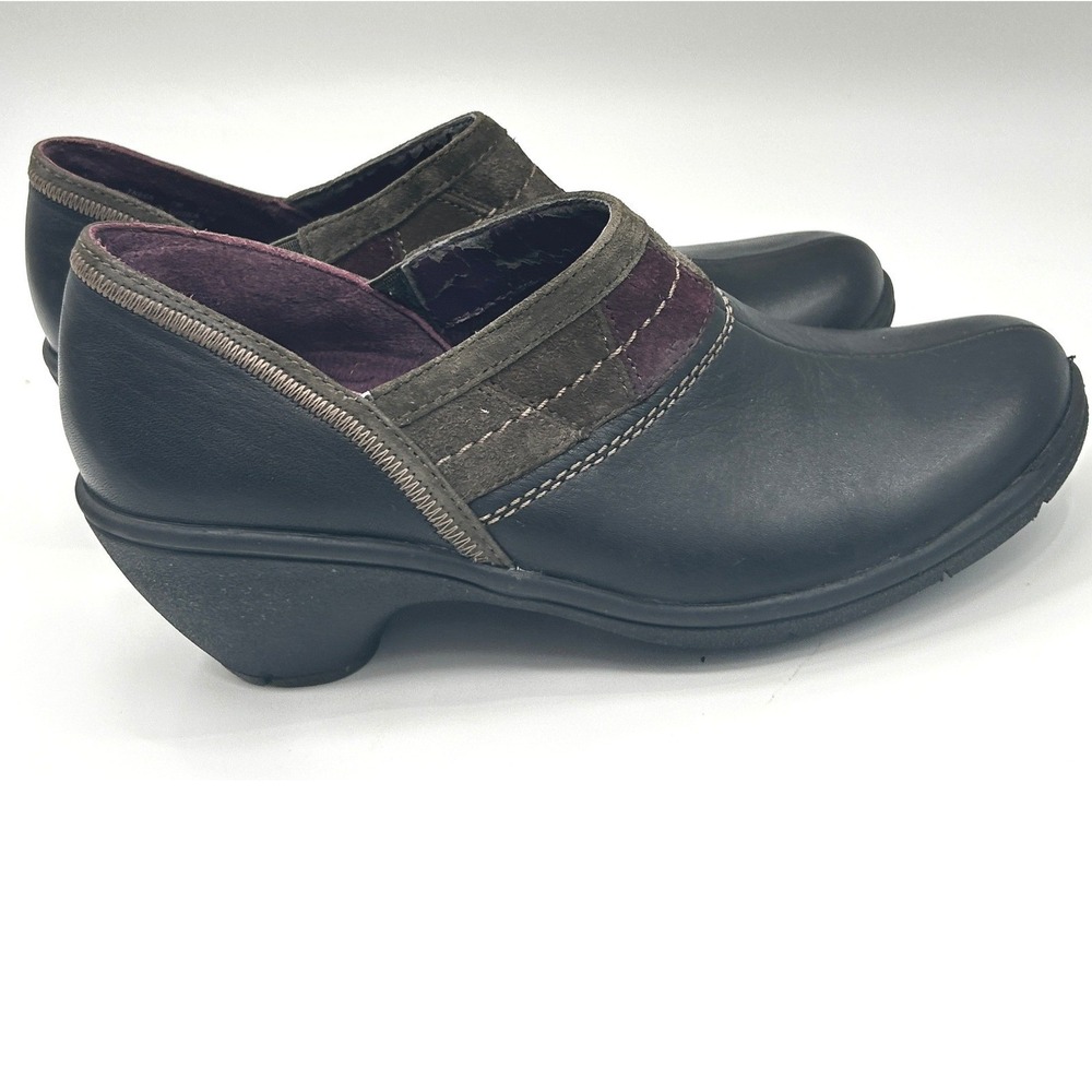 Privo by Clarks Black Leather Slip On Clogs Comfort Career Shoes Womens 7 Work